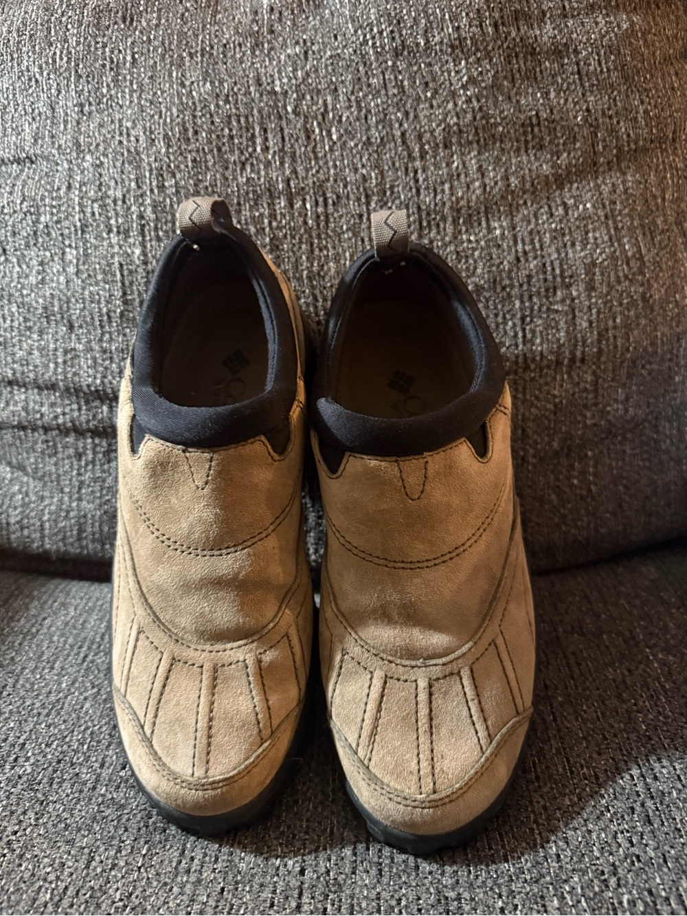 Columbia Women's Slip-On Suede Mules — Tan and Black